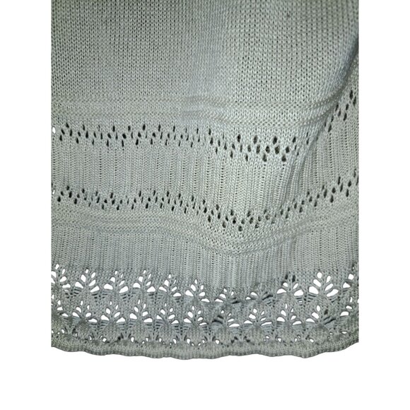 New Directions Womens Open Front Cardigan Sweater XL Gray Crochet Trim USA - Picture 2 of 5